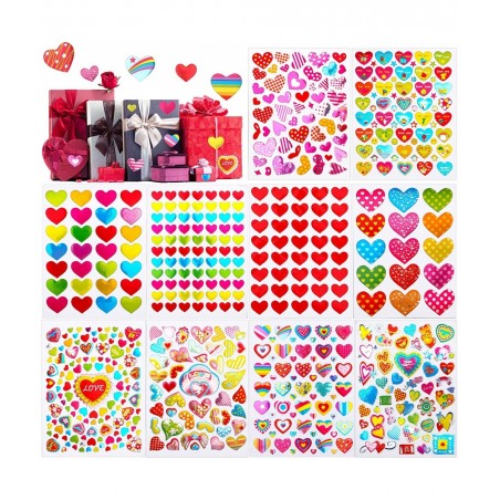 6000 Pieces Love Heart Stickers Glitter Colorful Heart Stickers for Kids Craft Scrapbook Envelopes Decorative Heart Stickers ...