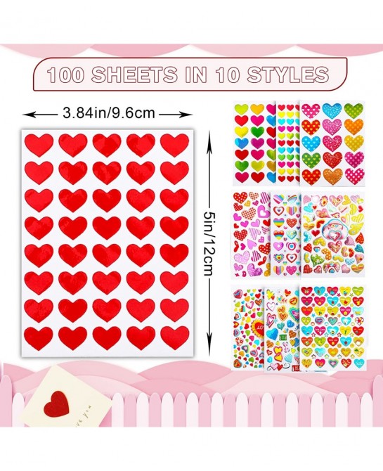 6000 Pieces Love Heart Stickers Glitter Colorful Heart Stickers for Kids Craft Scrapbook Envelopes Decorative Heart Stickers ...