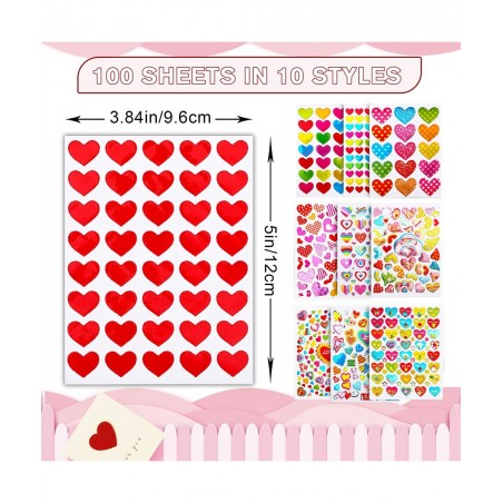 6000 Pieces Love Heart Stickers Glitter Colorful Heart Stickers for Kids Craft Scrapbook Envelopes Decorative Heart Stickers ...