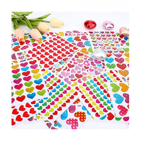 6000 Pieces Love Heart Stickers Glitter Colorful Heart Stickers for Kids Craft Scrapbook Envelopes Decorative Heart Stickers ...