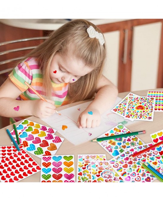 6000 Pieces Love Heart Stickers Glitter Colorful Heart Stickers for Kids Craft Scrapbook Envelopes Decorative Heart Stickers ...