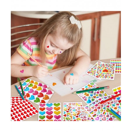 6000 Pieces Love Heart Stickers Glitter Colorful Heart Stickers for Kids Craft Scrapbook Envelopes Decorative Heart Stickers ...