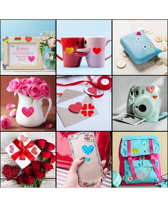 6000 Pieces Love Heart Stickers Glitter Colorful Heart Stickers for Kids Craft Scrapbook Envelopes Decorative Heart Stickers ...
