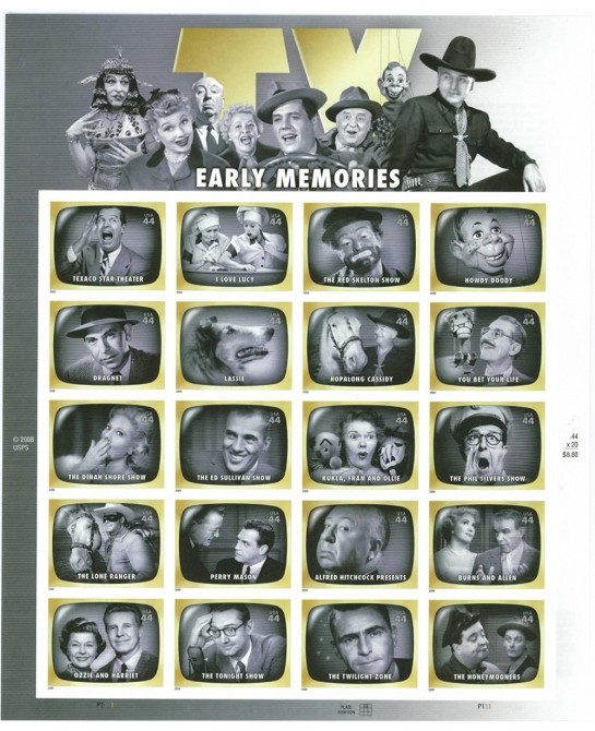 TV Early Memories (Television Shows) Full Sheet of 20 x 44-Cent Stamps USA 2009 Scott 4414 $30.84 Collectible Postage Stamps