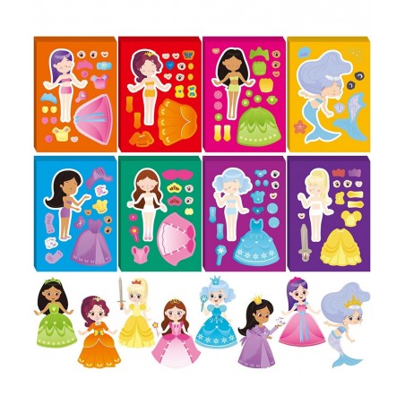 48 Pcs Princess Dress-Up Stickers Make a Face Princess Stickers Make Your Own Princess Stickers Princess Birthday Party Favor...