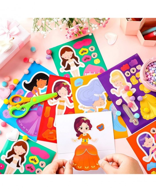 48 Pcs Princess Dress-Up Stickers Make a Face Princess Stickers Make Your Own Princess Stickers Princess Birthday Party Favor...