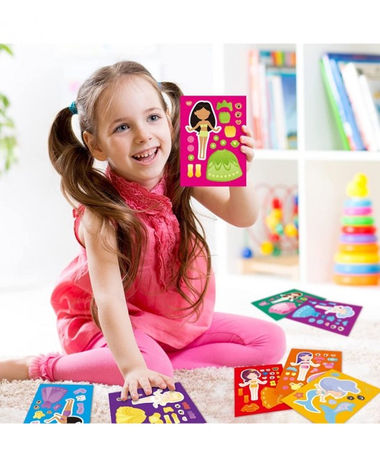 48 Pcs Princess Dress-Up Stickers Make a Face Princess Stickers Make Your Own Princess Stickers Princess Birthday Party Favor...