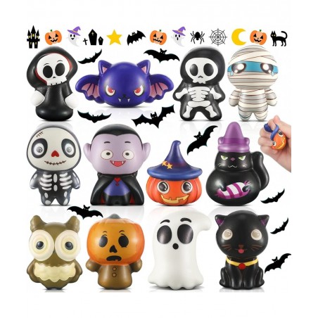12 Pcs Halloween Toys Slow Rising Halloween Party Favors Pumpkin Zombie Cat Mummy Vampire Soft Toy Teens Stress Relief Toys G...