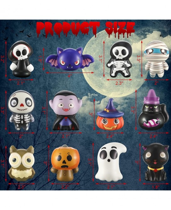 12 Pcs Halloween Toys Slow Rising Halloween Party Favors Pumpkin Zombie Cat Mummy Vampire Soft Toy Teens Stress Relief Toys G...