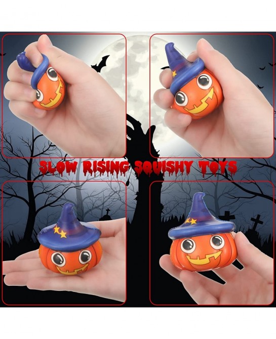 12 Pcs Halloween Toys Slow Rising Halloween Party Favors Pumpkin Zombie Cat Mummy Vampire Soft Toy Teens Stress Relief Toys G...