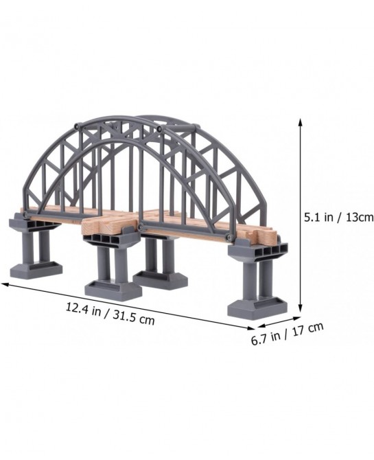 Rail Bridges Toy Long Double Span Arch Bridge Wooden Railway Wood Train Tracks Imaginarium Wooden Train Children Train Bulk R...
