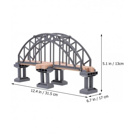 Rail Bridges Toy Long Double Span Arch Bridge Wooden Railway Wood Train Tracks Imaginarium Wooden Train Children Train Bulk R...