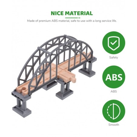 Rail Bridges Toy Long Double Span Arch Bridge Wooden Railway Wood Train Tracks Imaginarium Wooden Train Children Train Bulk R...