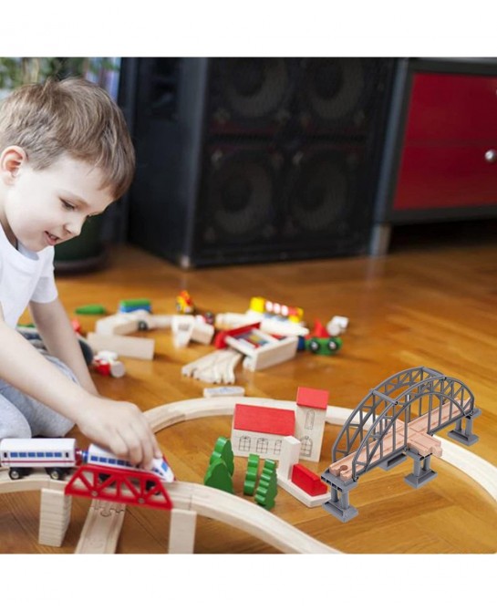 Rail Bridges Toy Long Double Span Arch Bridge Wooden Railway Wood Train Tracks Imaginarium Wooden Train Children Train Bulk R...