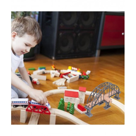Rail Bridges Toy Long Double Span Arch Bridge Wooden Railway Wood Train Tracks Imaginarium Wooden Train Children Train Bulk R...