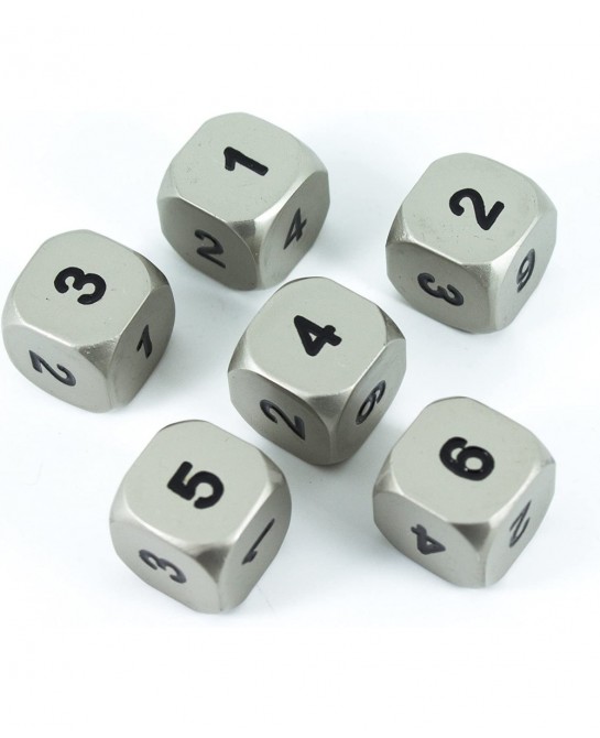 Solid Metal D6 Dice - Set of Six Silver Color $61.78 Game Accessories
