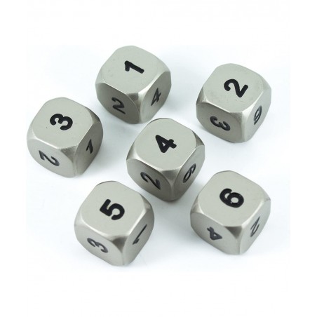Solid Metal D6 Dice - Set of Six Silver Color $61.78 Game Accessories