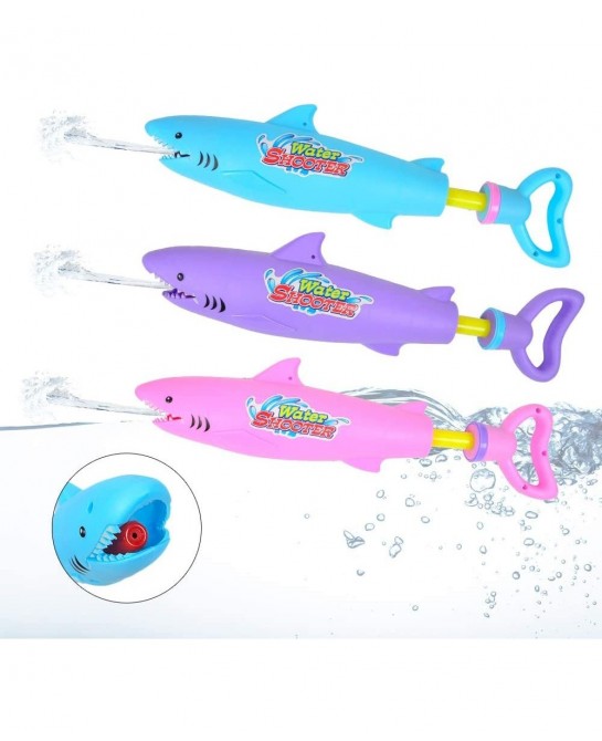AINOLWAY Water Guns for Kids Squirt Water Blaster Shark Designed 3 Pack Summer Water Shooter Toy Guns for Kids Ages 4-12 Toy ...
