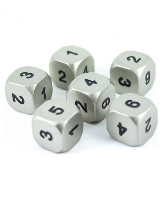 Solid Metal D6 Dice - Set of Six Silver Color $61.78 Game Accessories