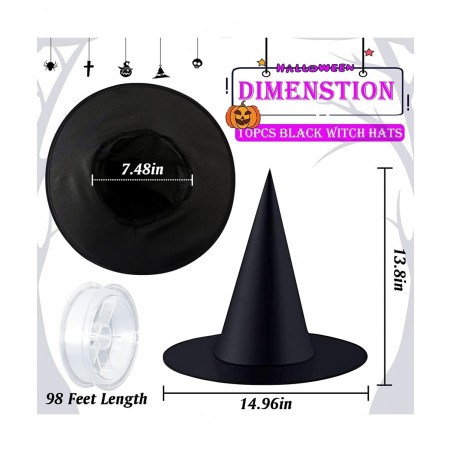 Witch Hats Halloween Party Favors Costume Accessory Hanging Black Witch Hat with 98 Feet Hanging Rope for Halloween $25.32 Ki...
