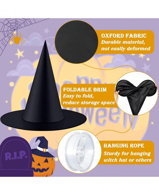 Witch Hats Halloween Party Favors Costume Accessory Hanging Black Witch Hat with 98 Feet Hanging Rope for Halloween $25.32 Ki...
