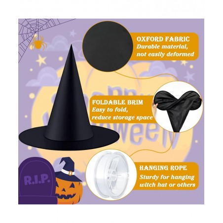 Witch Hats Halloween Party Favors Costume Accessory Hanging Black Witch Hat with 98 Feet Hanging Rope for Halloween $25.32 Ki...