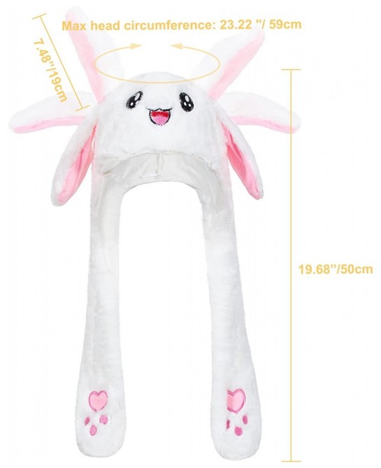Plush Bunny Rabbit Ear Moving Jumping Hat Cap for Kids Children Women Girls Cosplay Easter Christmas Party Holiday $22.43 Kid...