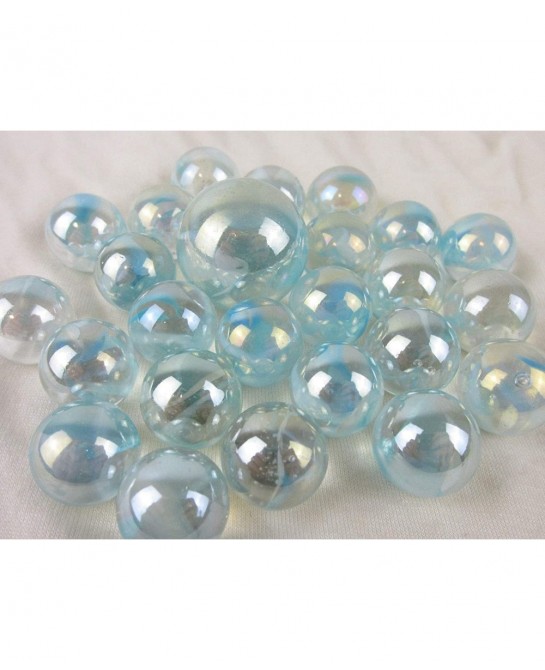 Big Game Toys~25 Glass Marbles ICE Princess Clear/Blue/White Swirl Classic Style Game Pack (24 Player 1 Shooter) Decor/Vase F...
