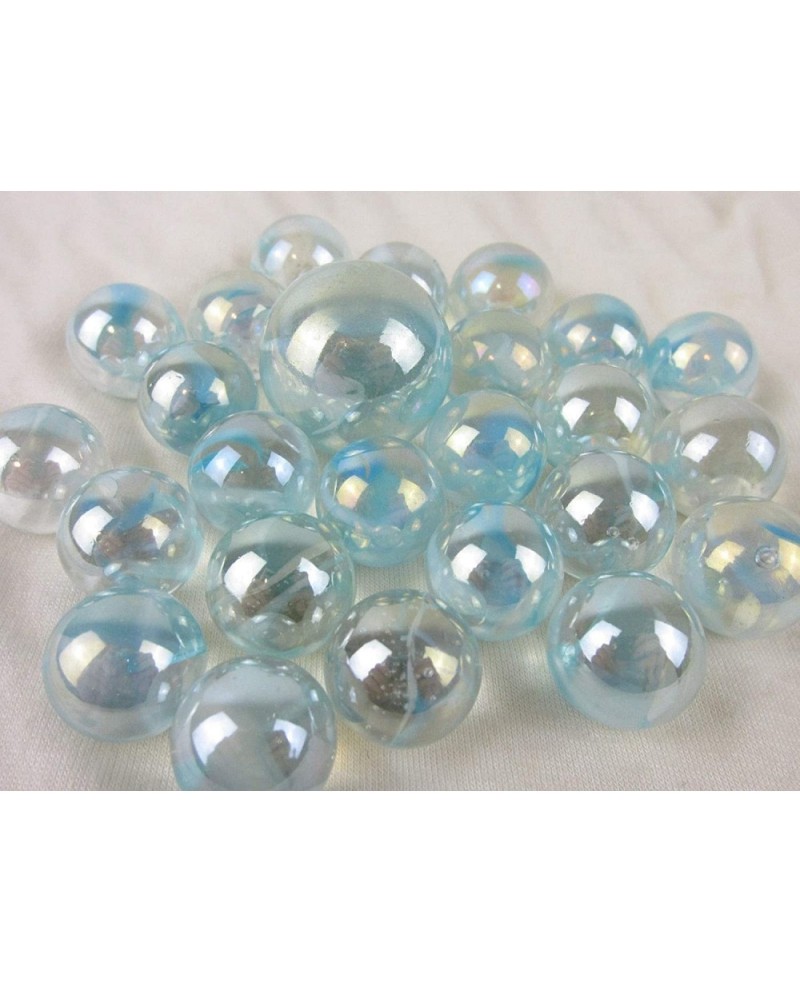Big Game Toys~25 Glass Marbles ICE Princess Clear/Blue/White Swirl Classic Style Game Pack (24 Player 1 Shooter) Decor/Vase F...