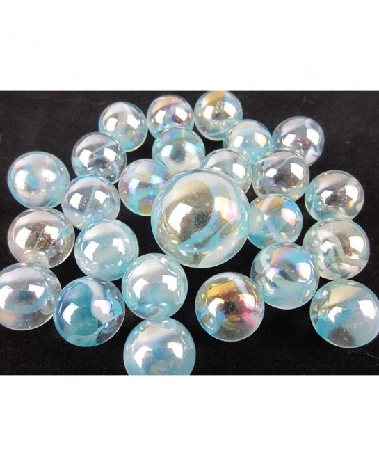 Big Game Toys~25 Glass Marbles ICE Princess Clear/Blue/White Swirl Classic Style Game Pack (24 Player 1 Shooter) Decor/Vase F...
