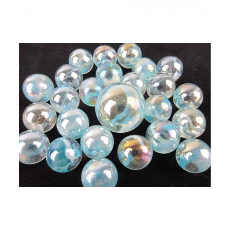 Big Game Toys~25 Glass Marbles ICE Princess Clear/Blue/White Swirl Classic Style Game Pack (24 Player 1 Shooter) Decor/Vase F...