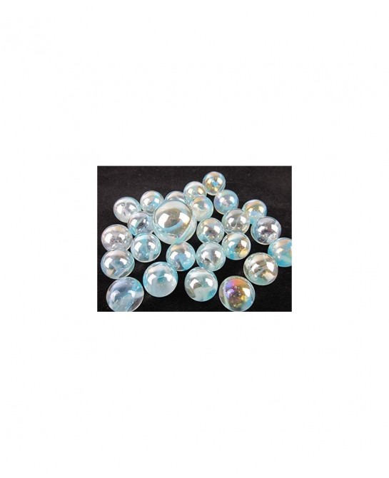 Big Game Toys~25 Glass Marbles ICE Princess Clear/Blue/White Swirl Classic Style Game Pack (24 Player 1 Shooter) Decor/Vase F...
