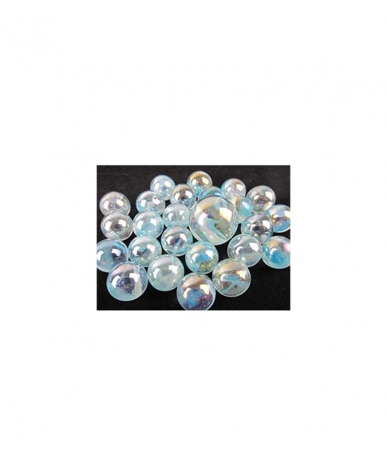 Big Game Toys~25 Glass Marbles ICE Princess Clear/Blue/White Swirl Classic Style Game Pack (24 Player 1 Shooter) Decor/Vase F...