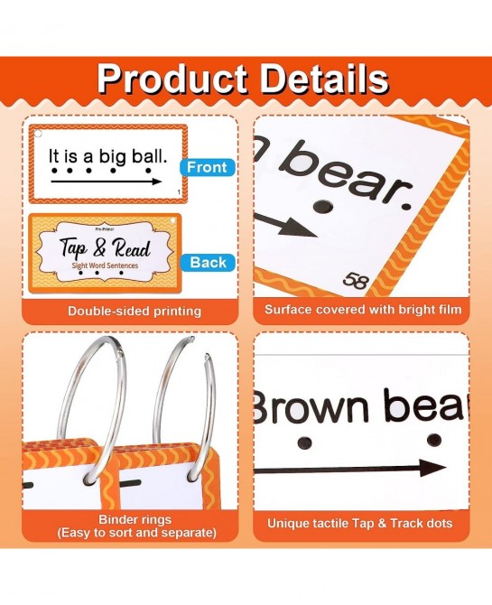 60 Pcs Sight Word Sentence Cards Kindergarten Flash Cards Preschool Kids Educational Word Flashcards for Early Childhood Educ...