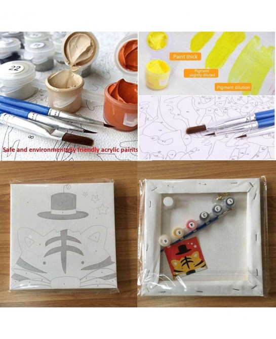 Paint by Numbers Kits for Kids Adults Beginner DIY Acrylic Oil Painting On Canvas 8 x 8 inch 3 Pack -with Framed $31.00 Craft...