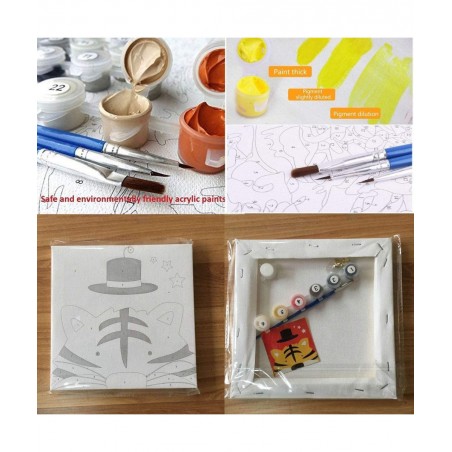 Paint by Numbers Kits for Kids Adults Beginner DIY Acrylic Oil Painting On Canvas 8 x 8 inch 3 Pack -with Framed $31.00 Craft...