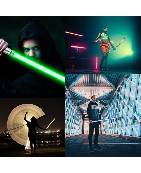 Lightup Saber RGB 7 Colors Changeable Metal Hilt Rechargeable Light Sword with 3 Mode Sound Force FX Lightup Sabers for Adult...
