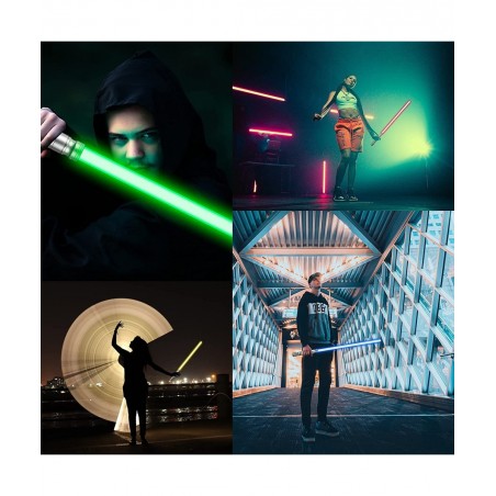 Lightup Saber RGB 7 Colors Changeable Metal Hilt Rechargeable Light Sword with 3 Mode Sound Force FX Lightup Sabers for Adult...