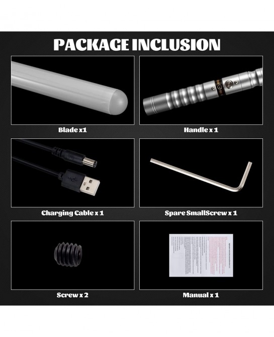 Lightup Saber RGB 7 Colors Changeable Metal Hilt Rechargeable Light Sword with 3 Mode Sound Force FX Lightup Sabers for Adult...