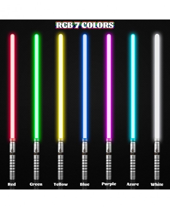 Lightup Saber RGB 7 Colors Changeable Metal Hilt Rechargeable Light Sword with 3 Mode Sound Force FX Lightup Sabers for Adult...