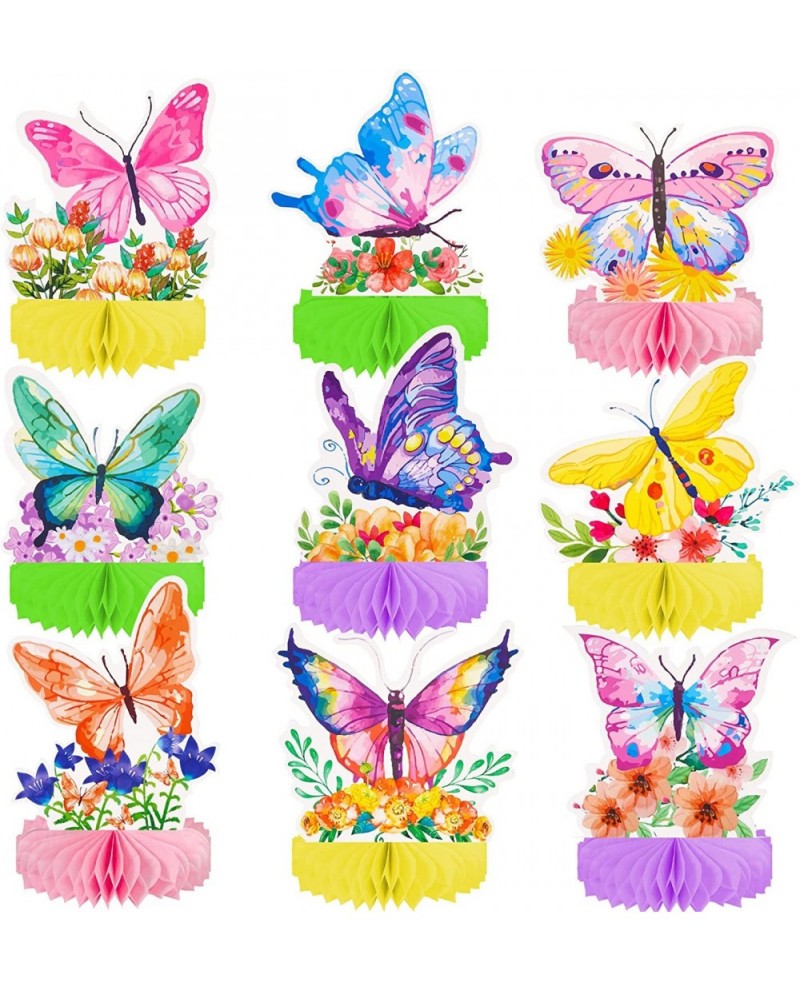 9pcs Butterfly Honeycomb Centerpieces Butterfly Birthday Party Decoration Butterfly Floral Table Decoration for Spring Flower...
