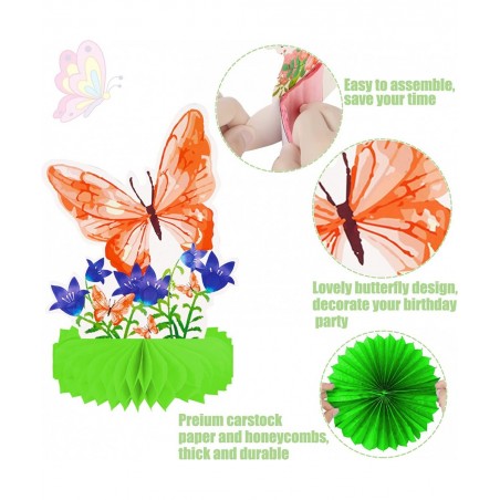 9pcs Butterfly Honeycomb Centerpieces Butterfly Birthday Party Decoration Butterfly Floral Table Decoration for Spring Flower...