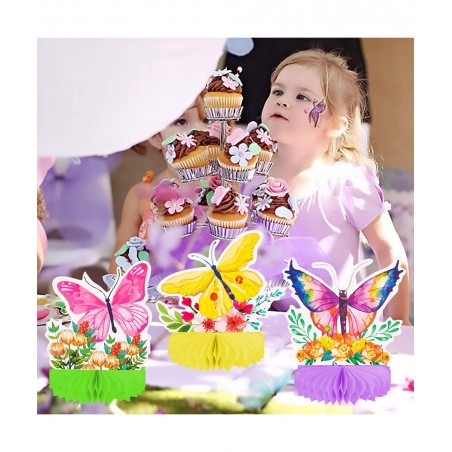 9pcs Butterfly Honeycomb Centerpieces Butterfly Birthday Party Decoration Butterfly Floral Table Decoration for Spring Flower...