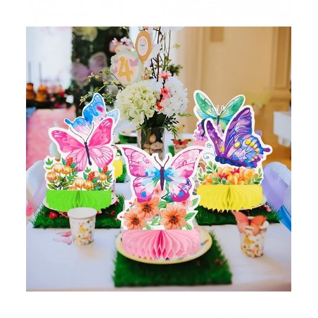9pcs Butterfly Honeycomb Centerpieces Butterfly Birthday Party Decoration Butterfly Floral Table Decoration for Spring Flower...