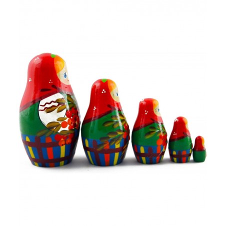 Matryoshka Nesting Dolls Russian National Theme and Ashberry Set 5 pcs Unique Home Decor Item $45.25 Nesting Dolls