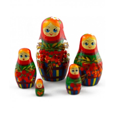 Matryoshka Nesting Dolls Russian National Theme and Ashberry Set 5 pcs Unique Home Decor Item $45.25 Nesting Dolls
