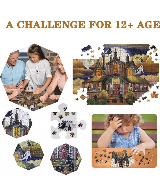 500 Piece Jigsaw Puzzle for Adults 20" x 14" Witch's Ghost Castle Haunted Puzzles Halloween Decoration for Family Party Holid...