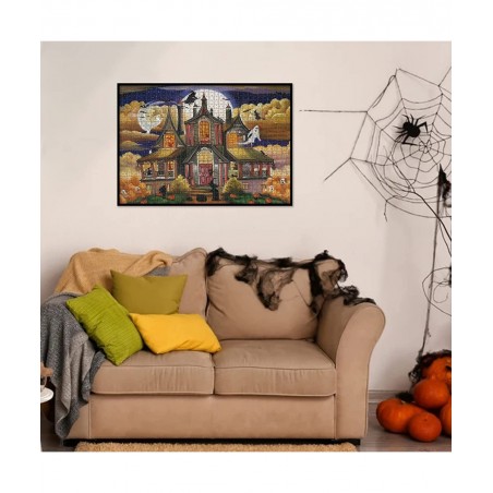 500 Piece Jigsaw Puzzle for Adults 20" x 14" Witch's Ghost Castle Haunted Puzzles Halloween Decoration for Family Party Holid...