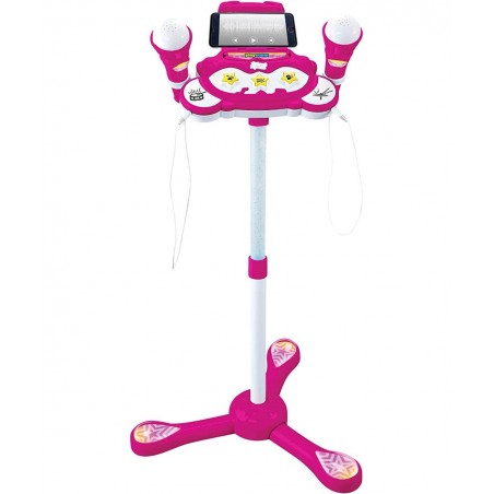 Sing Along Karaoke Machine with Dual Microphones 22-34 inches Adjustable Stand with Colorful Light Show for Fun Musical Effec...