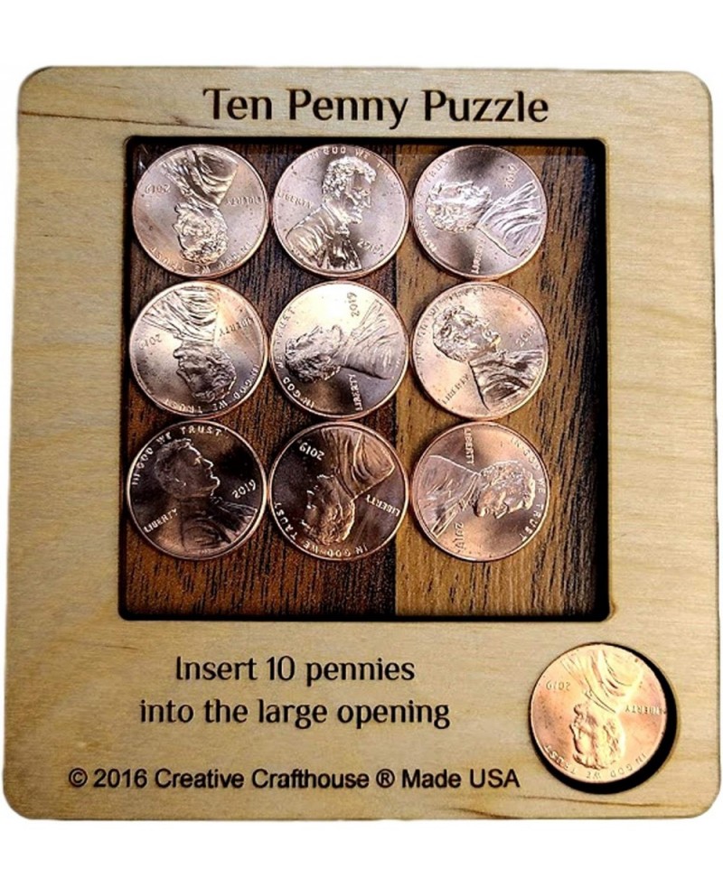 10 Penny Puzzle - A Circle Packing Problem - Ten Mint Pennies are Included $19.20 Brain Teaser Puzzles